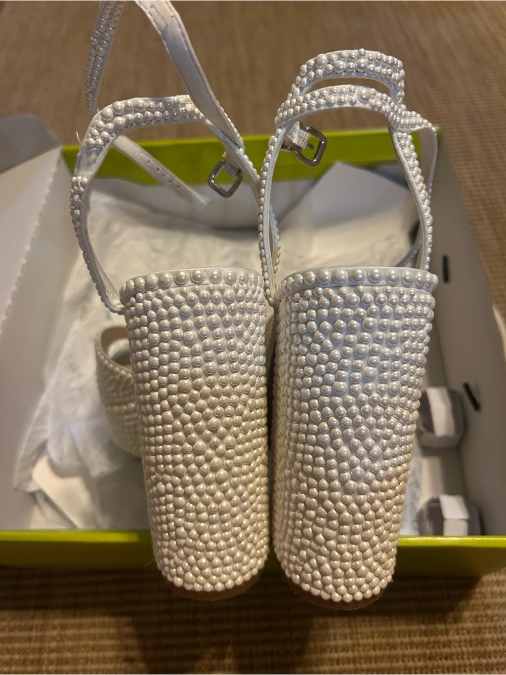 Gianni Bini Pearl-Embellished Ivory Platform Heels - Picture 4 of 7